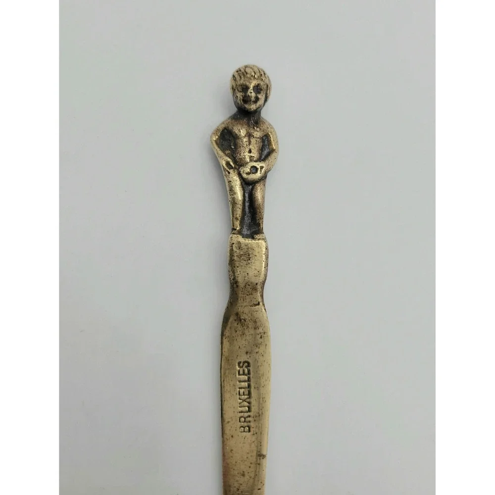 Vintage Brass Manneken Pis Bruxelles Letter Opener‎ Brussels Souvenir 5.75 inch